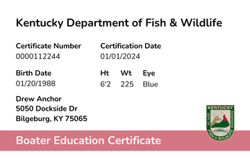 Kentucky Kentucky Boater Education Card