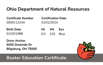 Ohio Ohio Boater Education Card